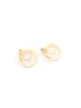 thumb Titanium With Gold Plated Simplistic Smooth Round Drop Earrings 4