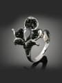 thumb Fashion Black Cubic Rhinestones-studded Flower Alloy Ring 0