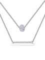 thumb Simple Double Layer White austrian Crystal Bead Alloy Necklace 1