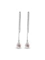 thumb Round Freshwater Pearl Drop threader earring 0