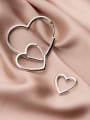 thumb 925 Sterling Silver With Platinum Plated Simplistic Heart Clip On Earrings 3