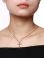 thumb Couples Rose Gold Plated Cross Shaped Titanium Necklace 1
