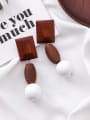 thumb Alloy With Retro-exaggerated square geometry woody ball personality Earrings 1