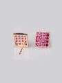 thumb Qing Xing Ruby Square stud Earring,  Luxury Genuine Rose Gold Plated, Anti-allergic 0