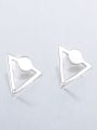 thumb 18K White Gold 925 Silver Triangle Shaped Pearl stud Earring 3