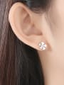 thumb 925 Sterling Silver With Cubic Zirconia  Cute Two-Color Flower Stud Earrings 1