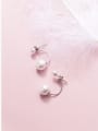 thumb S925 Tremella nail fashion female rear hanging pearl beads synthetic Pearl Earrings short Earrings E0262-1 3