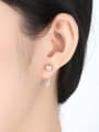 thumb Sterling silver micro-set 3A zircon natural pearl stud earrings 2