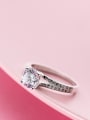 thumb Shimmering Round Shaped Zircon S925 Silver Ring 1