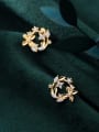 thumb 925 Sterling Silver With Gold Plated Personality Flower Stud Earrings 2