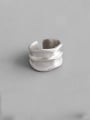 thumb 925 Sterling Silver With Platinum Plated Simplistic Smooth  Irregular Free Size Rings 2