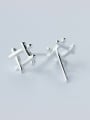 thumb S925 Silver Well Character Small Square Fashionable Stud cuff earring 1