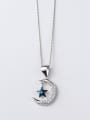 thumb Exquisite Moon And Star Shaped Zircon Silver Pendant 0