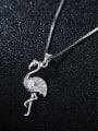 thumb 925 Sterling Silver With Platinum Plated Cute Flamingo Necklaces 1
