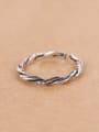 thumb Simple Twisted Silver Opening Midi Ring 0