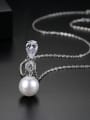 thumb Copper inlaid AAA zircon imitation pearl Water Drop Necklace 0