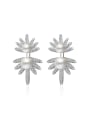 thumb Fashion Imitation Pearl Shiny Zirconias Flower Stud Earrings 0