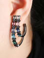 thumb Copper With  Cubic Zirconia Trendy Geometric Stud Earrings 1