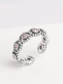 thumb Retro Pink Zircon Silver Opening Ring 1