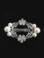 thumb Fashion White Artificial Pearls Zirconias Copper Hairpin 0