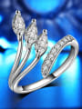 thumb Leaves-shape AAA Zircons Simple Opening Ring 1