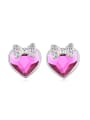thumb Fashion Heart austrian Crystal Little Shiny Bowknot Stud Earrings 0