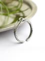 thumb Retro style Two-band Woven Silver Opening Ring 1