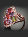 thumb Fashion Colorful Square Zirconias Rose Gold Plated Copper Ring 1