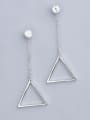 thumb Simple Cubic Zircon Hollow Triangle 925 Silver Stud Earrings 2
