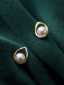 thumb 925 Sterling Silver With Artificial Pearl Simplistic Geometric Stud Earrings 2