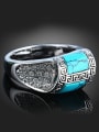 thumb Personalized Retro style Turquoise stones Cubic Rhinestones Copper Ring 2