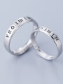 thumb 925 Sterling Silver With Platinum Plated Simplistic Monogrammed Anniversary Couple rings 0