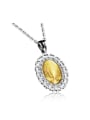 thumb Classical Rhinestones Oval Titanium Necklace 0