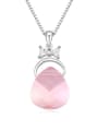 thumb Simple Water Drop austrian Crystals Little Bowknot Alloy Necklace 1