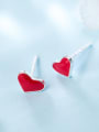 thumb Fresh Red Heart Shaped S925 Silver Glue Stud Earrings 1