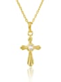 thumb Creative Cross Shaped Shimmering Zircon Copper Necklace 0