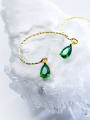 thumb Stylish and sweet Drop-shaped green glass stone small 925 Silver earrings ear hook 1