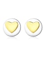 thumb 925 Sterling Silver With Simple smooth  Heart-shaped Stud Earrings 0