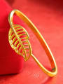 thumb Copper Alloy Gold Plated Simple Leaf Bangle 1