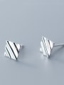 thumb 925 Sterling Silver With Platinum Plated Simplistic Irregular Square Stud Earrings 2