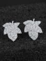 thumb Fashion Cubic Zirconias-covered Maple Leaf 925 Sterling Silver Stud Earring 1