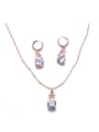 thumb Alloy Rose Gold Plated Zircon Bowknot Shaped Two Pieces Jewelry Set 0