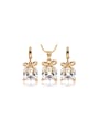 thumb Copper Alloy 18K Gold Plated Fashion Bow Two Pieces Zircon Jewelry Set 0