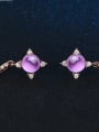 thumb Long Drop Earrings with Sparking Amethyst Stones 1