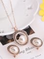 thumb Alloy Rose Gold Plated Fashion Artificial Pearl Hollow Circle Three Pieces Jewelry Set 1