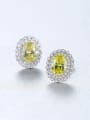thumb 925 Sterling Silver With Cubic Zirconia  Luxury Oval Cluster Earrings 3