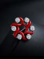 thumb Simple Cubic Zircon Red Enamel Brooch 2