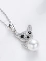 thumb Fashion Artificial Pearl austrian Crystals-covered Dog 925 Silver Pendant 3