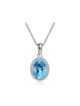 thumb White Gold Plated Oval Shining Topaz Fashion Pendant 0