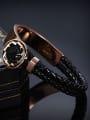 thumb Europe And The United States Wide Woven Leather Rose Gold Titanium Bracelet 2